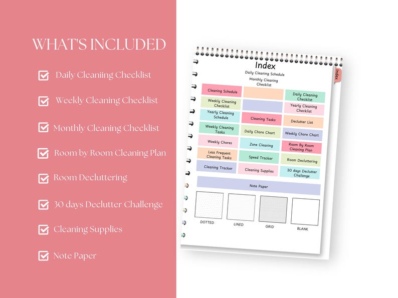 Digital Cleaning & Declutter Planner | Easy-to-Use Schedules & Checklists